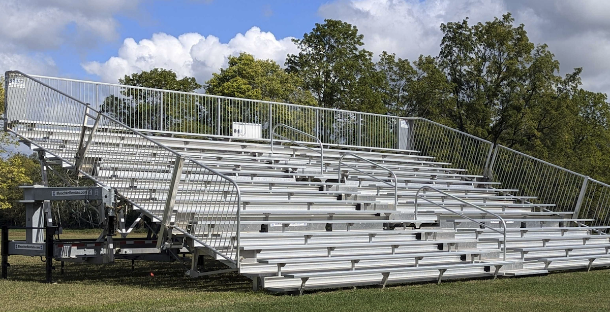 Bleachers unfolded in Georgia