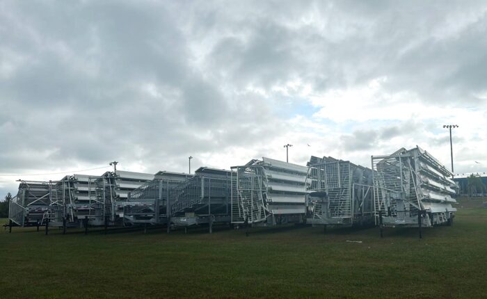 Bleachers lined up for event