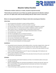Bleacher Rentals Safety Checklist