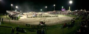 Demolition derby at Ancaster Fair with mobile grandstands