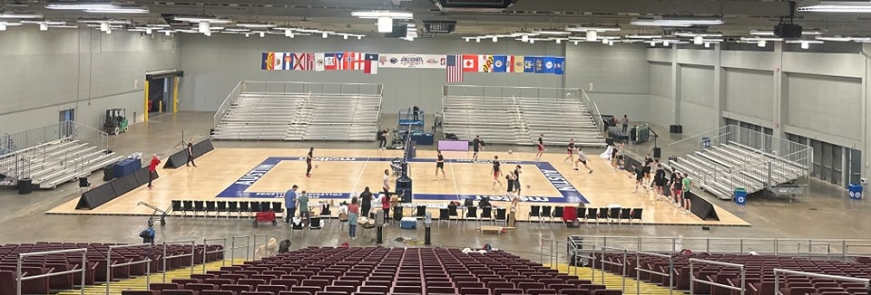 Mobile Bleachers setup for indoor sporting event