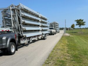 Hauling bleachers